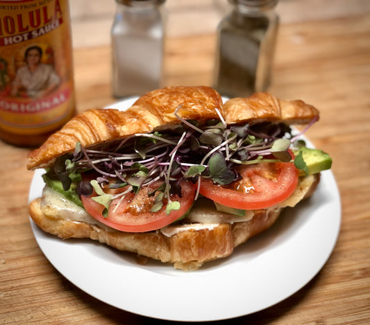 Spicy Croissant & Spam Sandwich with Radish Microgreens